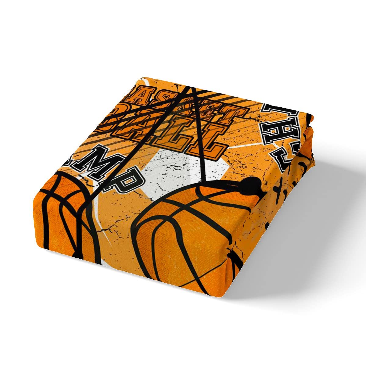 Loussiesd - Set di biancheria da letto da basket 3D con palla bruciante per bambini, ragazzi, uomini, basket, giochi competitivi, copriletto, con 2 federe, 3 pezzi