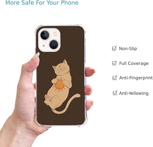 Miniatura 2 de Hippie Cat Sun - Funda compatible con iPhone 14 Plus, funda retro vintage Funky para iPhone 14 Plus, funda de TPU a la moda para teléfono