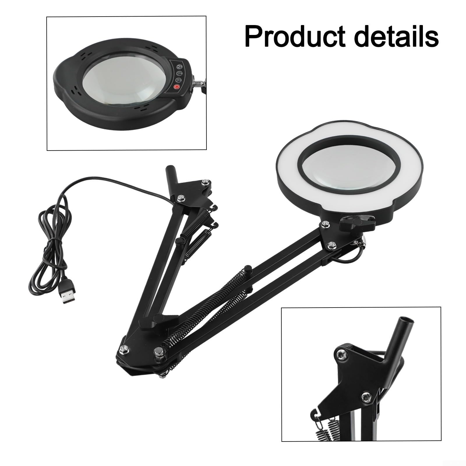 Lampada con lente d'ingrandimento a LED, 5 modalità, dimmerabile, con clip