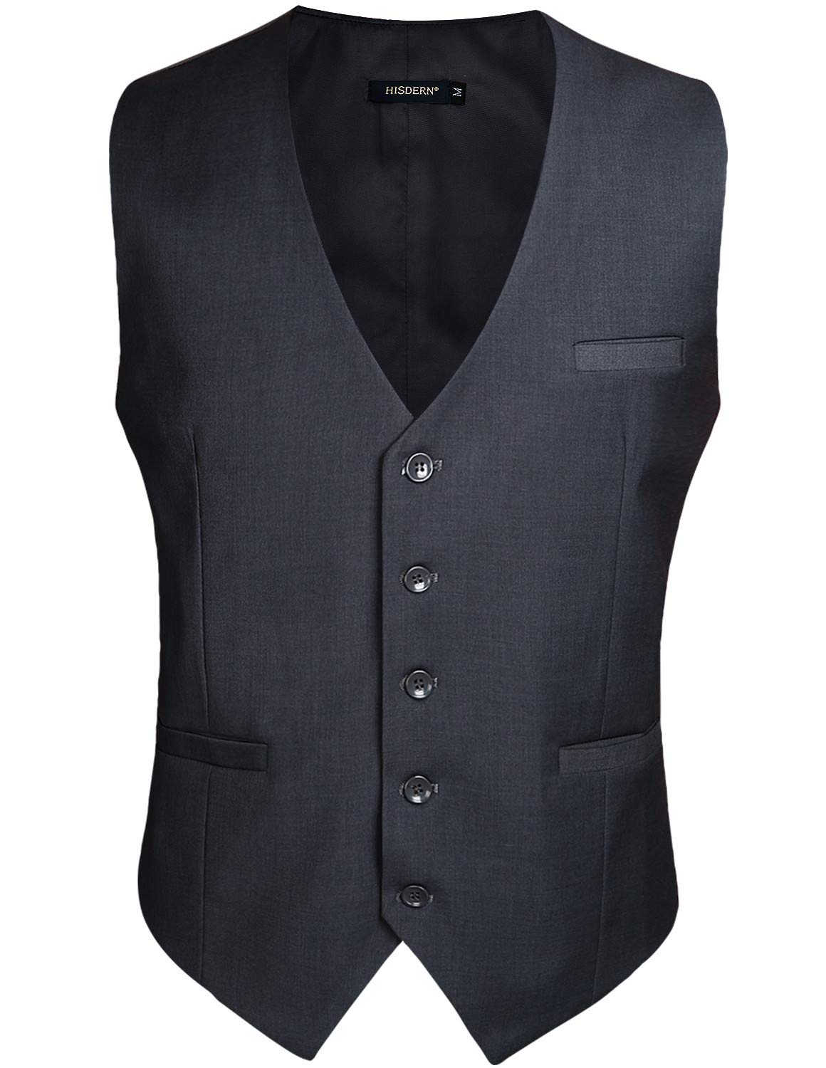 HISDERN Gilet da uomo Business Solid in cotone color panciotto da uomo