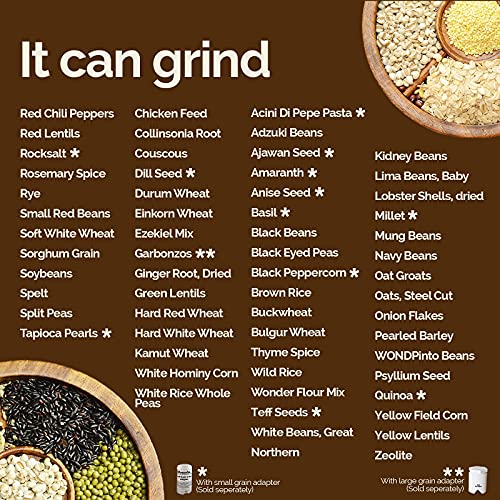 Wondermill WM110V Powerful High Speed Electric Grain Mill Grinder For Healthy Gluten-Free Flours - Grain Grinder Mill, Wheat Grinder thumb #4
