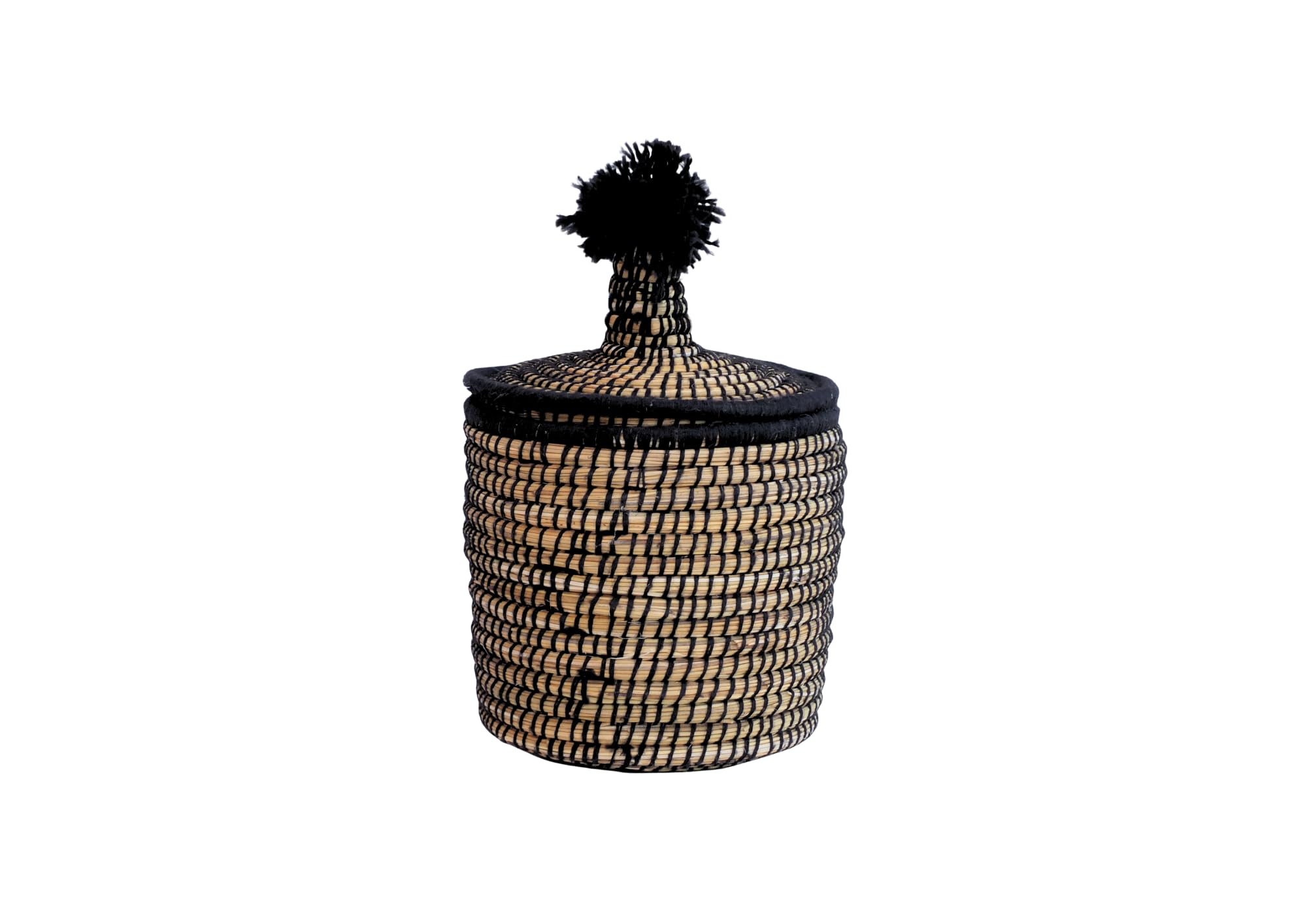 Cesta marroquí de tejido natural hecha a mano de 30x20 cm