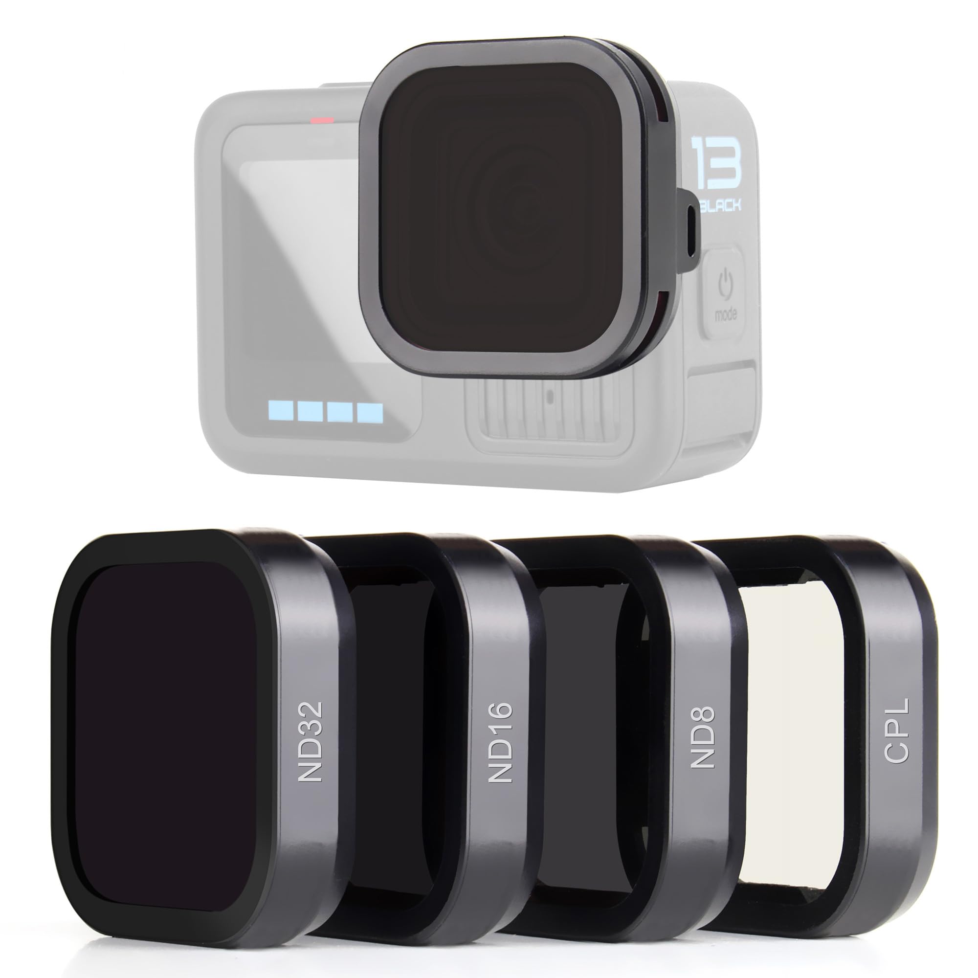 SOONSUN4-Pack Lens Filter CPL ND8 ND16 ND32 Filter for GoPro Hero 13 Black Camera, Neutral Density and Circular Polarizing Lens Filter Kit Protector for Go Pro Hero 13 Accessories