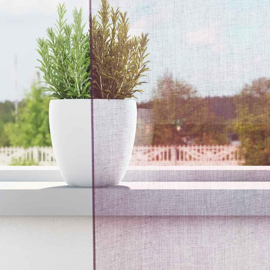 Lot de 2 rideaux en voile avec passants - Violet - 140 x 260 cm - En polyester - Décoration de fenêtre - Brise-vue - Pour séparation de pièce, salon, chambre à coucher, balcon, porte de