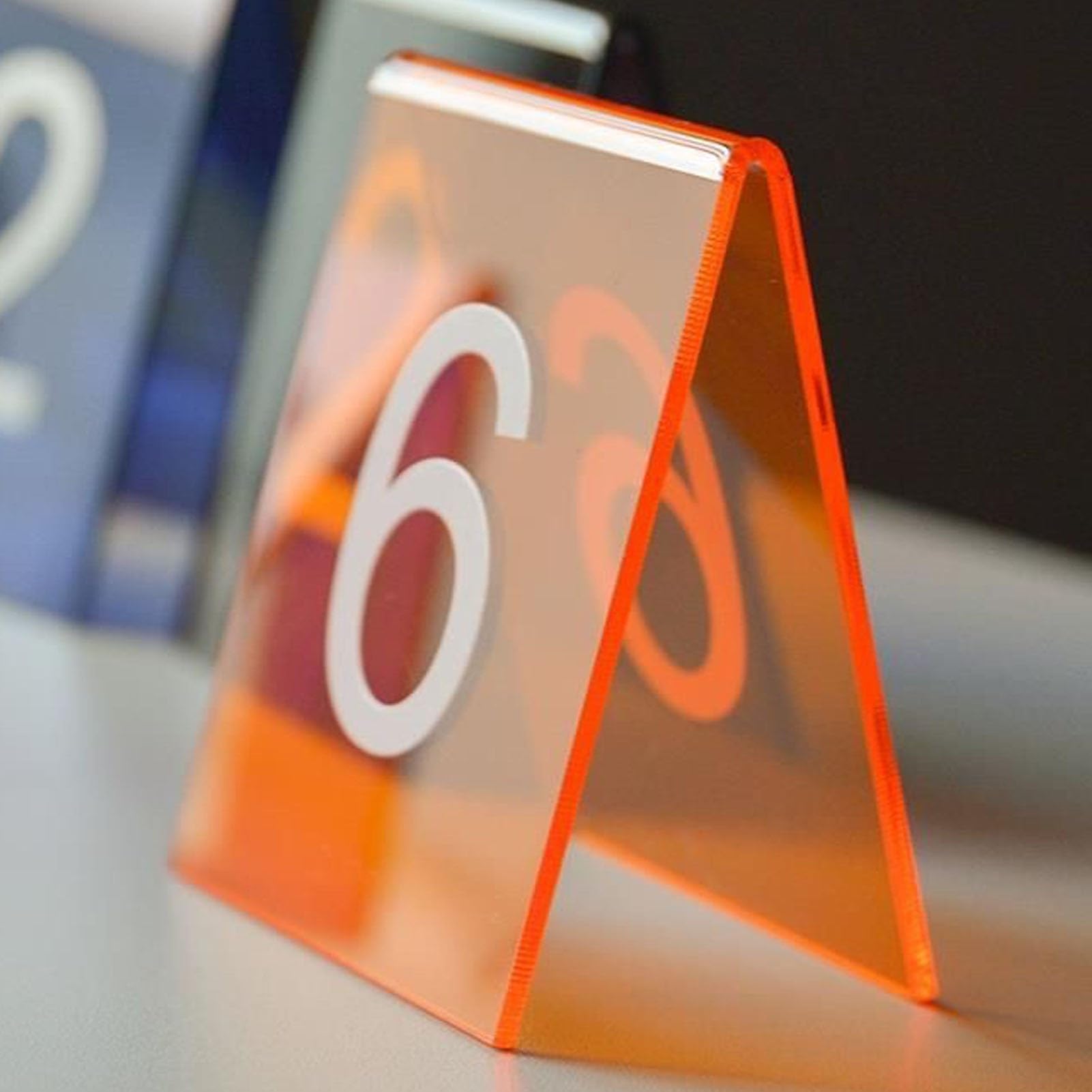 Números de mesa, acrílico de doble cara, estilo tienda de campaña, letrero apilable para recepciones rústicas, banquetes, cafeterías, restaurantes, hoteles