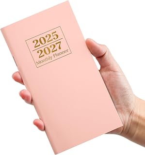Pocket Calendar 2025-2027 for Purse, Two Year Monthly Planner Pocket Size, Jul 2025 to Jun 2027 Monthly Planner Small Size (6.5" x 3.5")-Pink