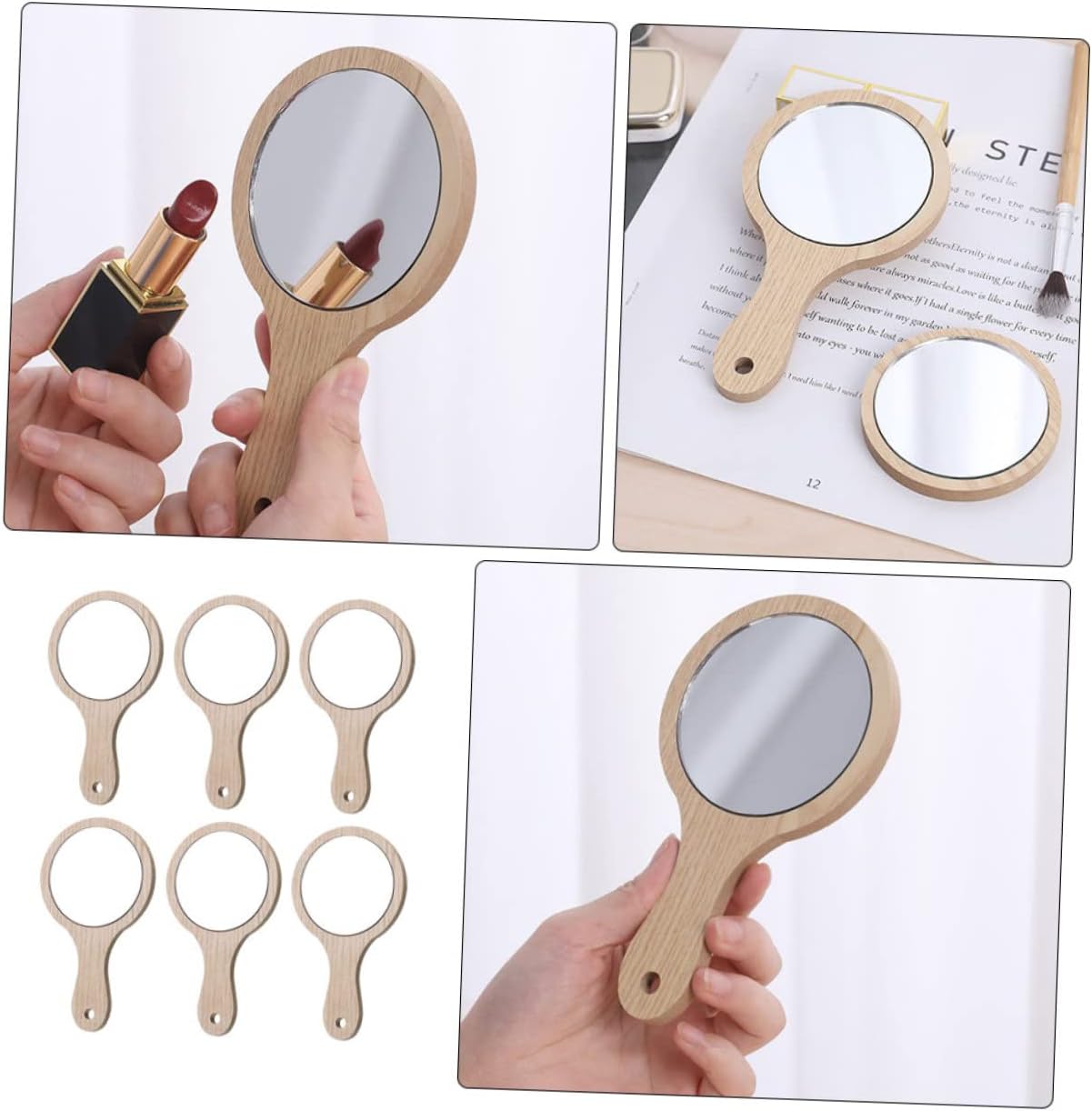 6Pcs Handheld Makeup Mirror Portable Simple Cosmetic Tool for Quick Touch Ups Stylish and Durable Design for Travel Parties and Giving