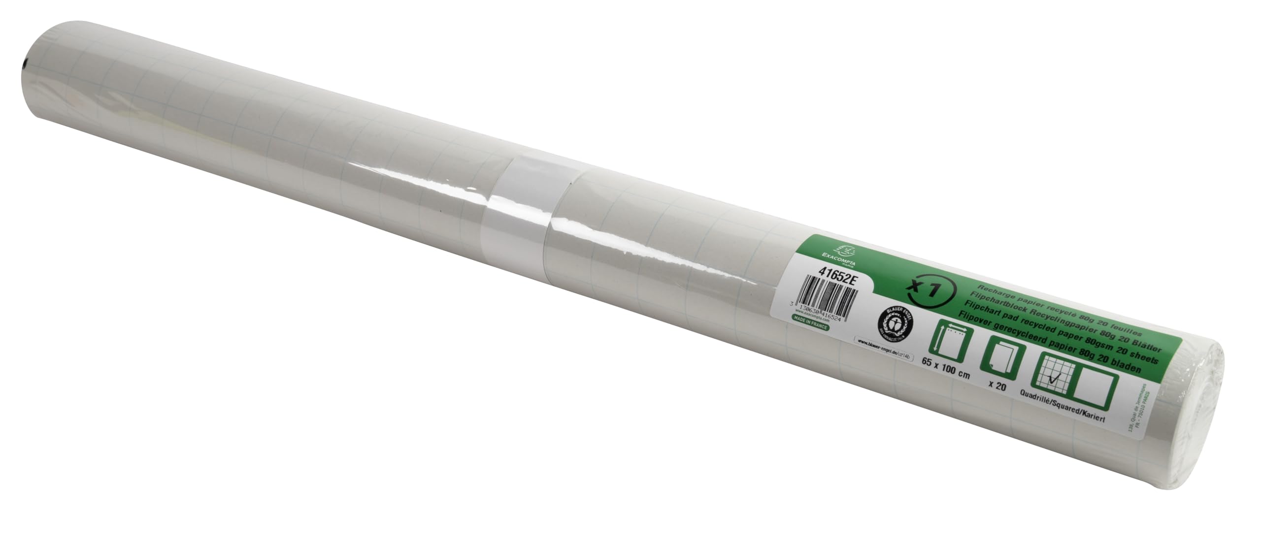 Exacompta - Ref. 41652E – Caja de 5 recambios de papel FOREVER para cuadros de conferencias – Papel reciclado de 80 g/m2 – 20 hojas microperforadas impresas a doble – Ajuste 25 x 25 mm – 65 x 100 cm