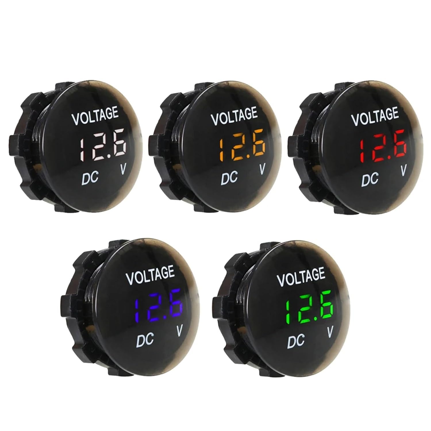 Round Waterproof Auto Boat Car Motorcycle DC5V-48V LED Panel Mini Digital Volt Voltage Meter Tester Monitor Display Voltmeter (Color : Green)