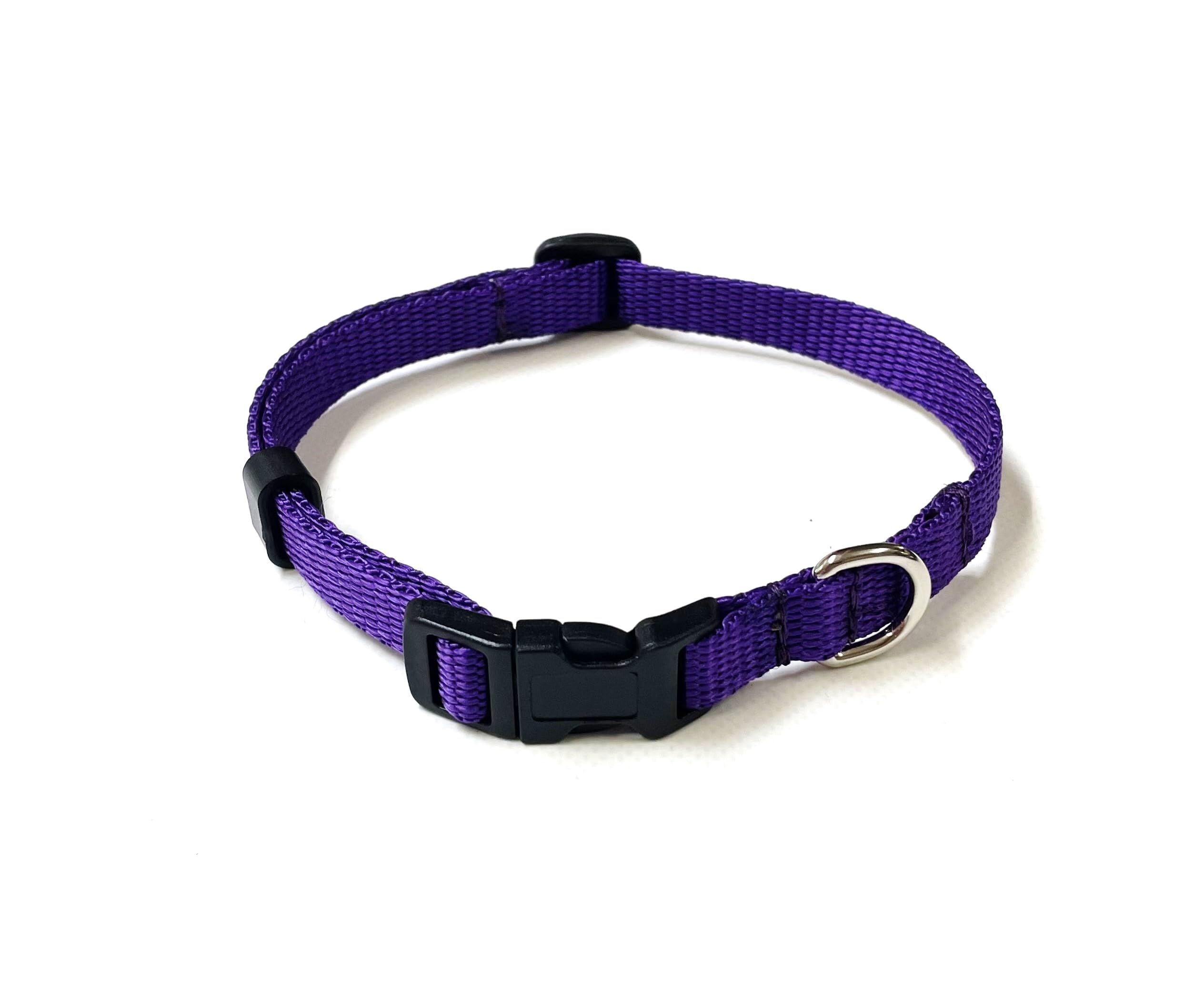 Puppy Collar Small Dog Collar Adjustable Strong Durable Training Walking 13mm Webbing (Small (10" - 15"), Purple) — image 1