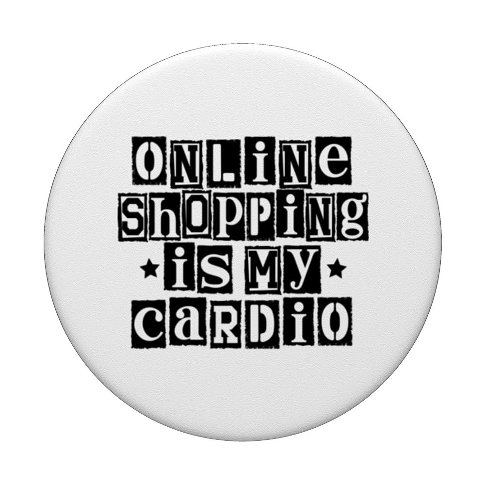 Online Shopping Cart Mall Shopper Shop E-commerce Shopaholic PopSockets Swappable PopGrip, Black - Image 3
