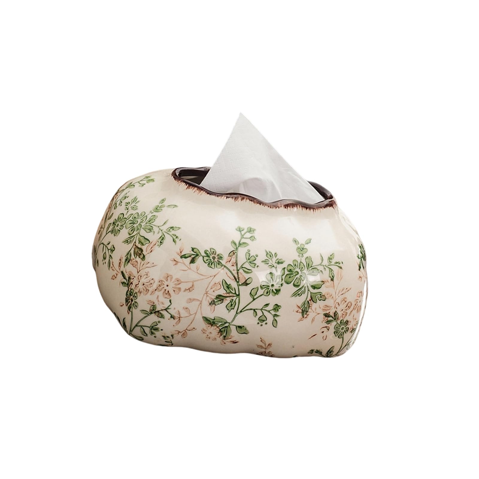 Ceramic Tissue Dispenser/Fruit Platter/Dried Fruit Box/Vase/Chopsticks Holder Handcrafted Decorative Storage Old Ceramic Tissue