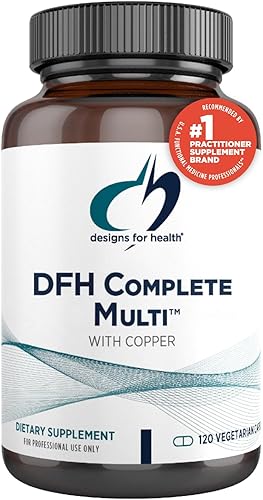 Designs for Health DFH Complete Multi con cobre, suplemento integral de vitaminas + minerales con folato, 1000 UI de vitamina D, vitaminas de apoyo