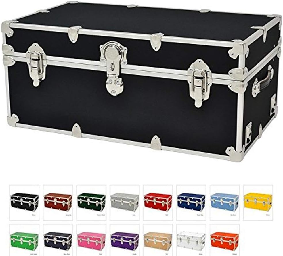 CampBound Sticker College & Camp Trunk with Wheels & Tray - Large - 32" L x 18" W x 14" H - Black