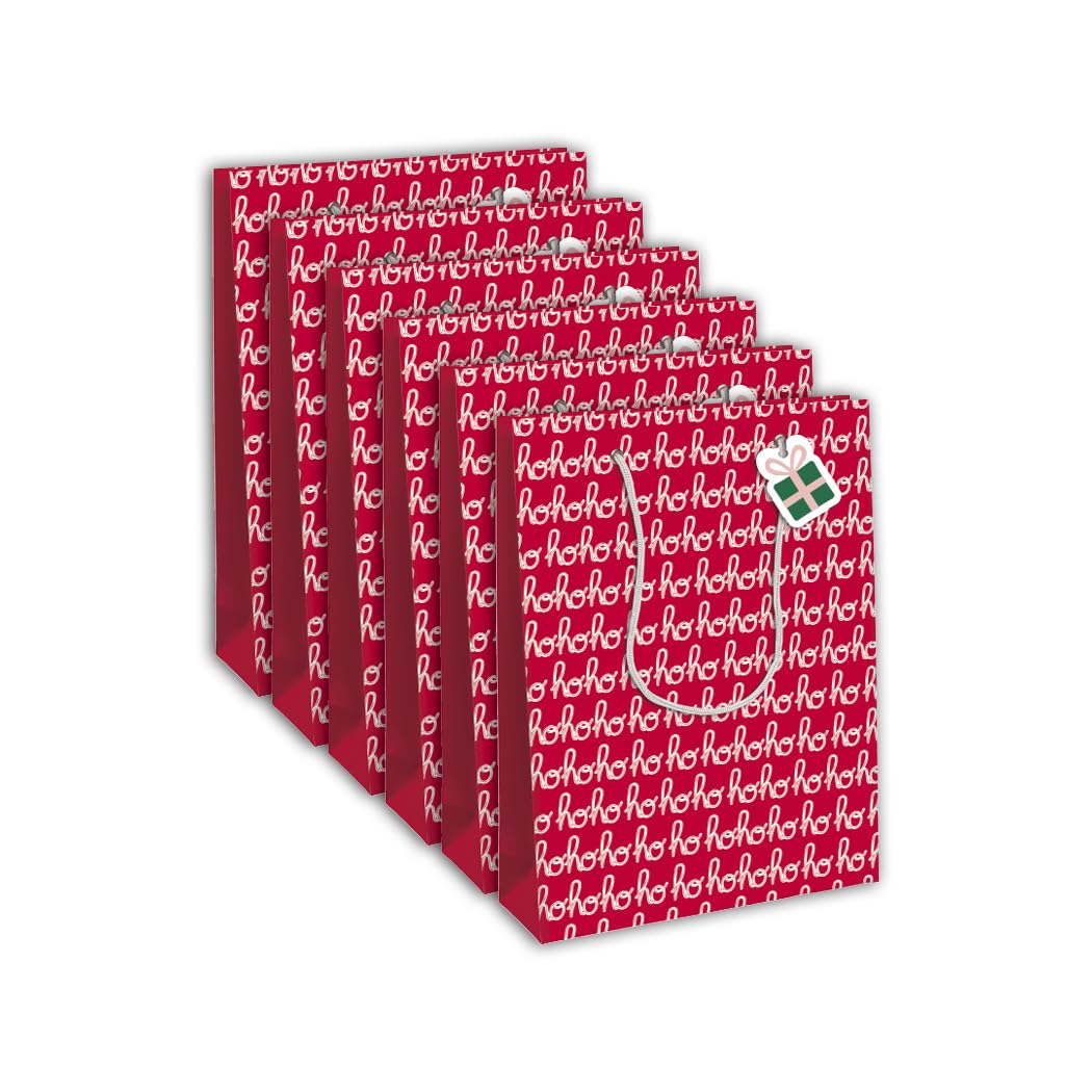 Clairefontaine X-30879-2Cpack, Pack of 6 Excellia Gift Bags- Large, 26,5x14x33cm, 210g, Motif : Beach Huts, Summer, Blue, Red