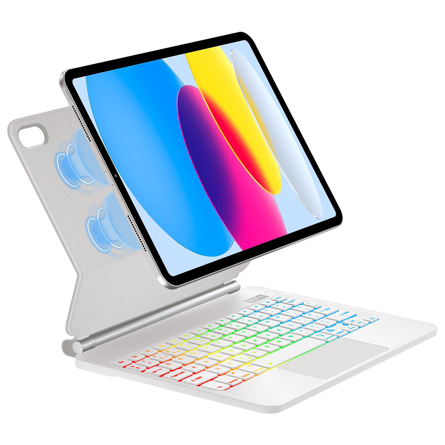 SENGBIRCH Magic Keyboard - Funda para iPad 11th A16 2025/10th 10.9 pulgadas 2022, diseño del Reino Unido, teclado Bluetooth retroiluminado, 7 colores, diseño magnético flotante para iPad 10.9 pulgadas
