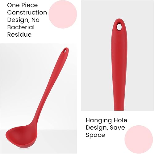 Miniatura 4 de Cucharón de sopa de silicona, cucharón para cocinar, cucharón de silicona, cuchara de cucharón con agarre cómodo, cuchara de goma sin costuras,