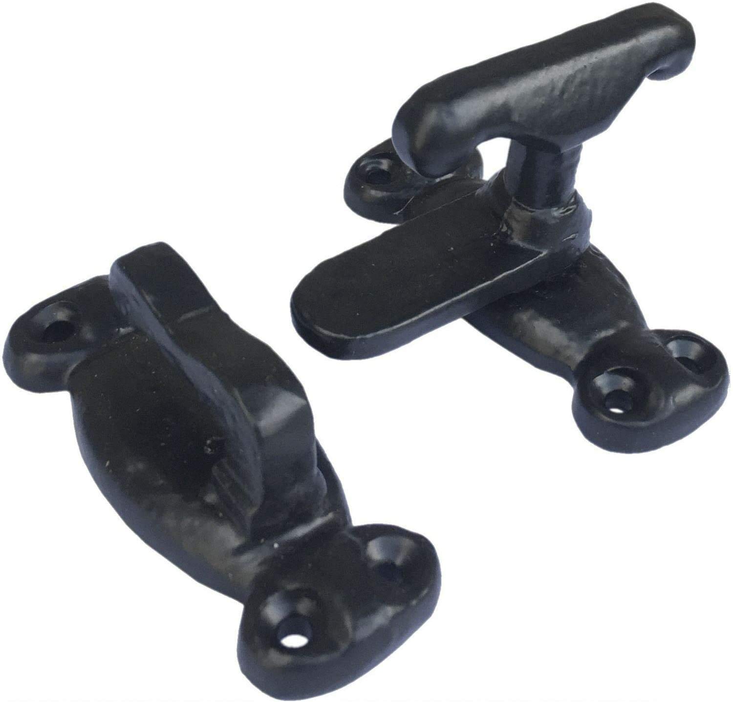 Dzina Black Thumb Turn Catch Latch | Showcase Cabinet Cupboard Door Fastener | Hinge Door Accessories | Antique - Pack Of 2