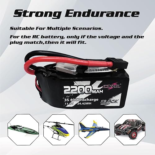 Miniatura 5 de CNHL Batería Lipo de 2200 mAh 3S 40C 11.1V Shorty Lipo Batería con enchufe XT60 para RC Avión Coche Helicóptero FPV Drone Truggy Truck Crawler (2