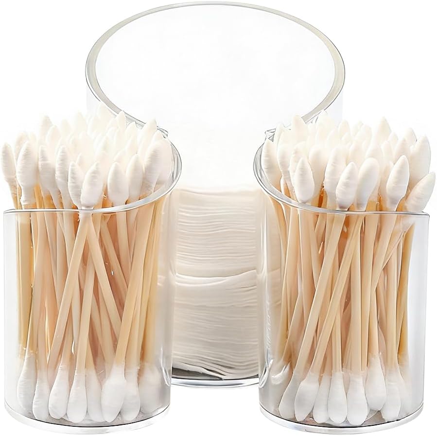 Cotton Pad Holder for Bathroom, cotton round holders Cups Dental Floss Dispenser, Vanity Makeup Organizer Storage Organizer for Cotton Pad QTips Paper Cup Floss