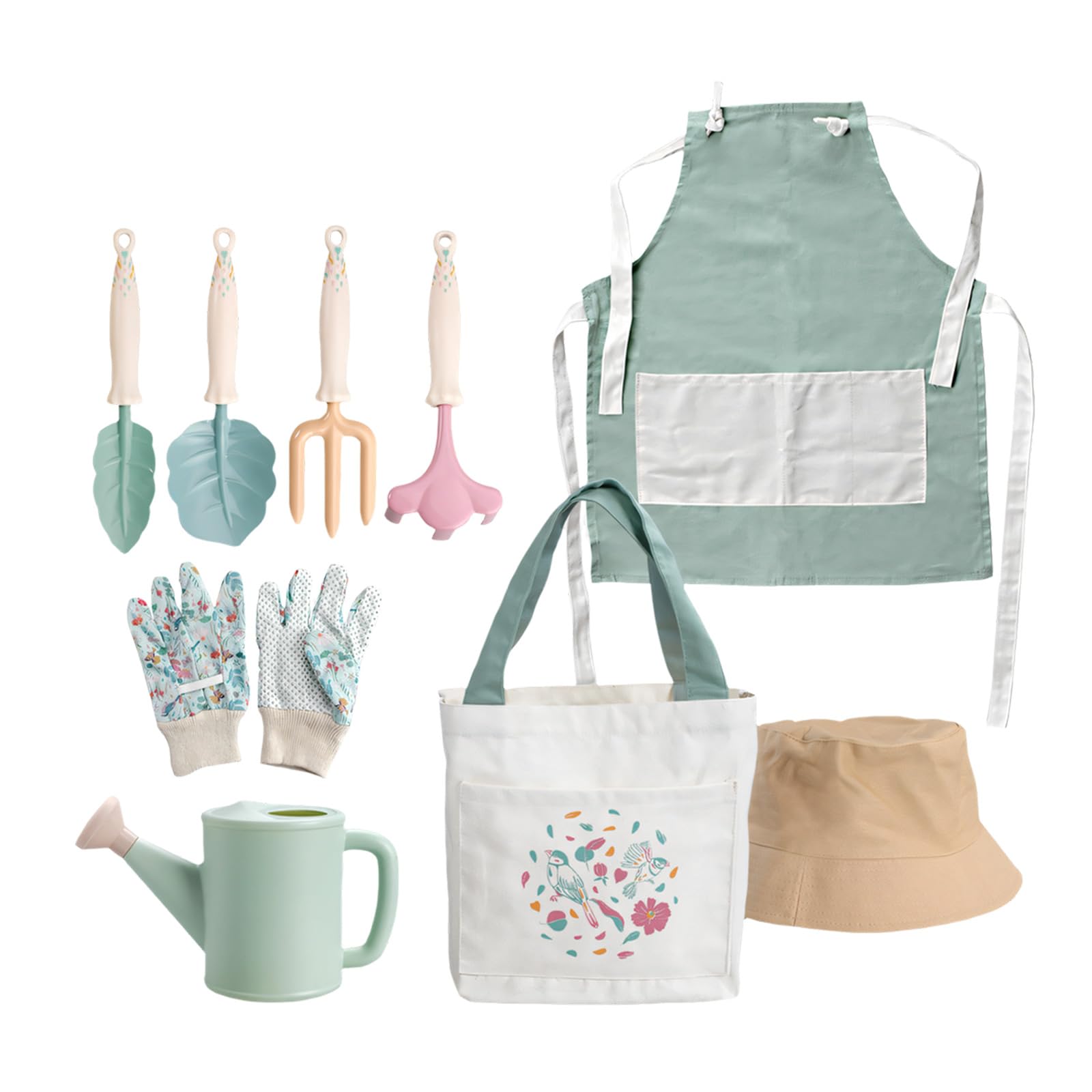 E Sicuro Attrezzatura da giardinaggio per bambini 9 articoli tra cui grembiule, cappello e guanti per piccoli esploratori Set da giardinaggio per bambini