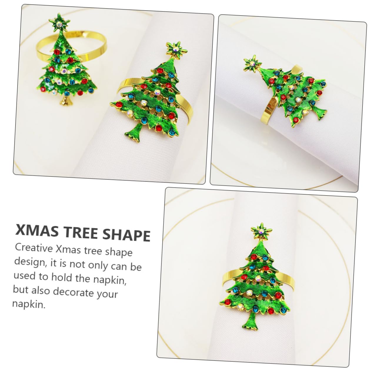 Alipis 12stücke Weihnachtsbaum Serviettenringe Metall Festliche Tischdekoration Für Weihnachten Hochzeiten Und Familienfeiern Xmas Tree Napkin Holder Für Stilvolle Anlässe