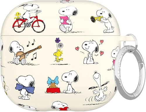 VELVET CAVIAR Funda compatible con AirPods 4 con llavero, bonitas fundas protectoras duras para AirPod de 4ª generación para mujeres, Snoopy Moods