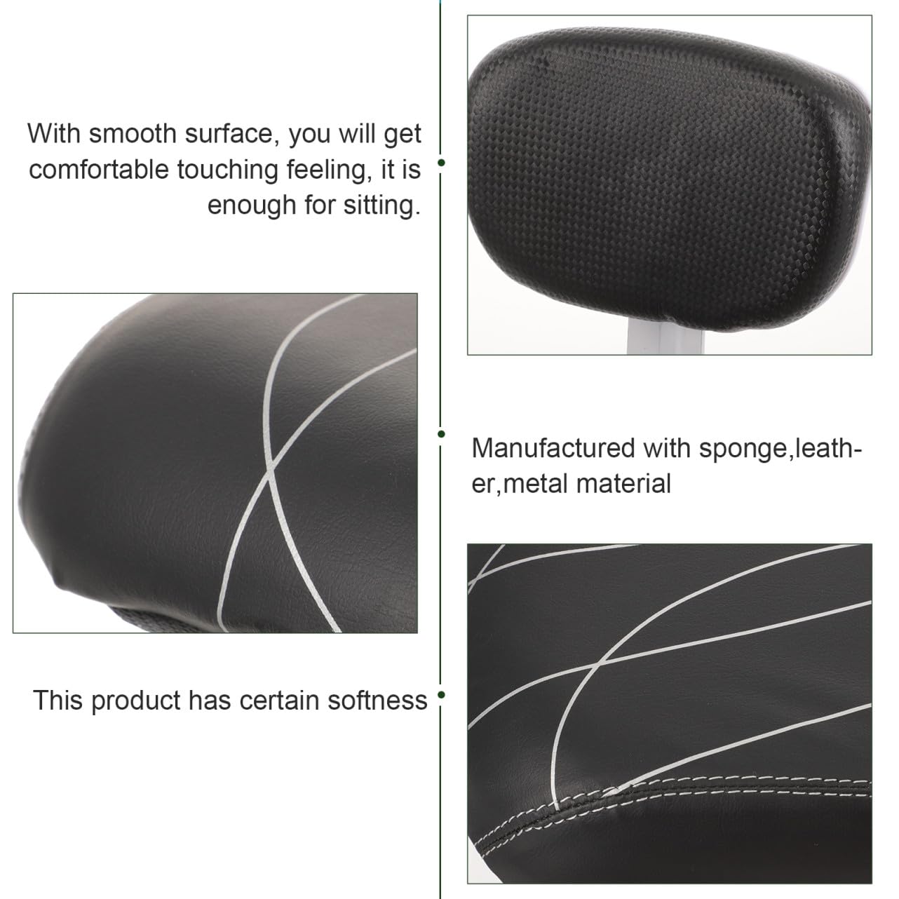 Lurrose Set Cuscino Sella Bici Posteriore Spugna Pelle Metallo | Bici Pieghevole e Bici da Strada, Comfort di Seduta, per Passeggero e Persone