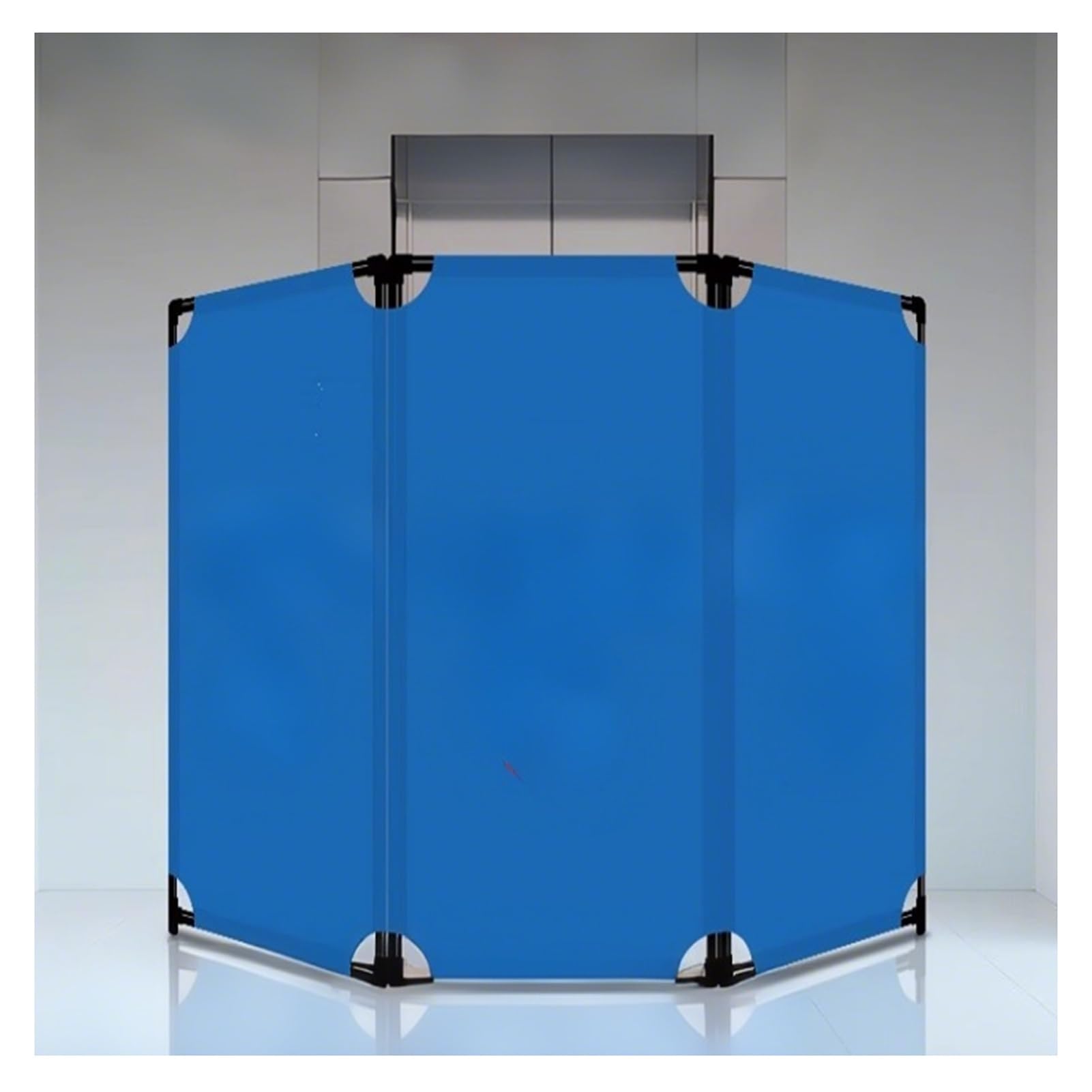 Light Blue Safety Barrier3 Panel Foldable Expandable PVC Caution Barricade for Traffic Control Security Gate for Airports & Trains (240x150cm)