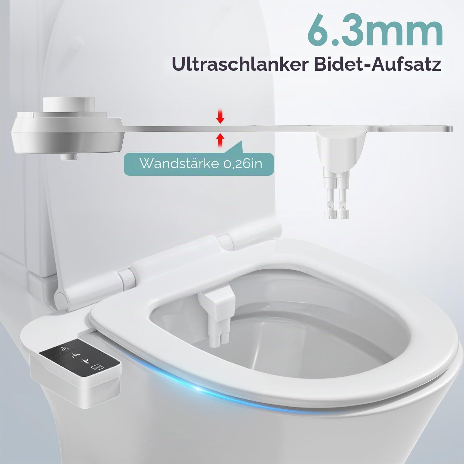 Bidet Aufsatz für Toilette, Nicht Elektrisches Kaltwasser-Bidet mit Einziehbaren Doppel Selbstreinigenden Düsen (Front- und Heckreinigung), verstellbarer Wasserdruck WC Bidet Aufsatz