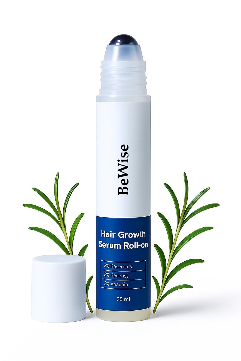 BeWise 3% Rosemary Hair Growth Serum (Roll On ) | Thicker & Stronger Hair | Prevents Hair Fall & Stimulates Hair Follicles | For All Hair Types | 25ml