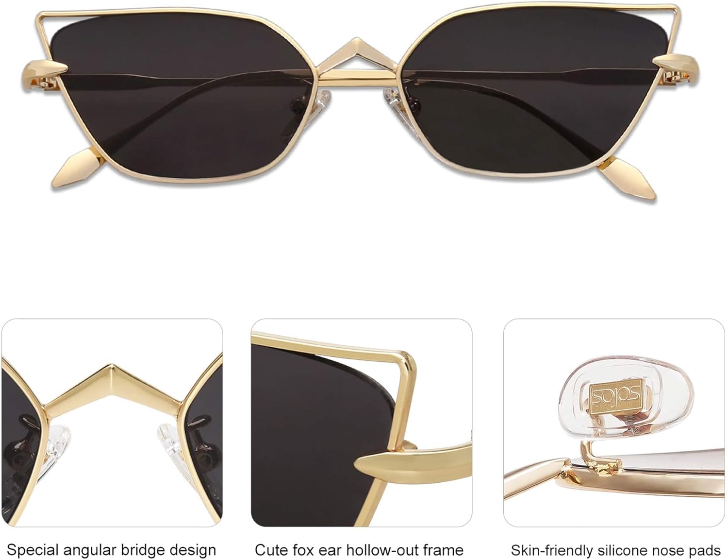 SOJOS Small Cateye Sunglasses Fashion Narrow Fun Designer Sun Glasses SJ1127A - Image 3