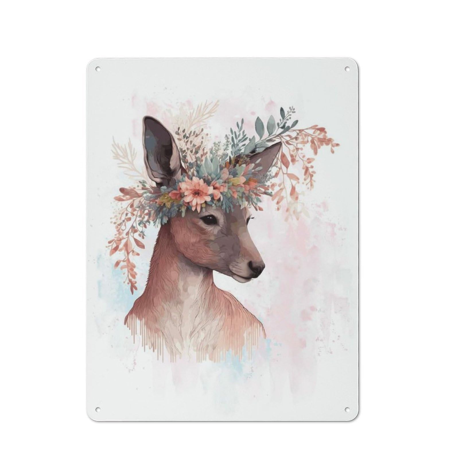 Flower Kangaroo Painting Cottage Metal Wall Decor 40x30cm, Shed Metal Sign for Conservatory, Home Bar Or Utility Room