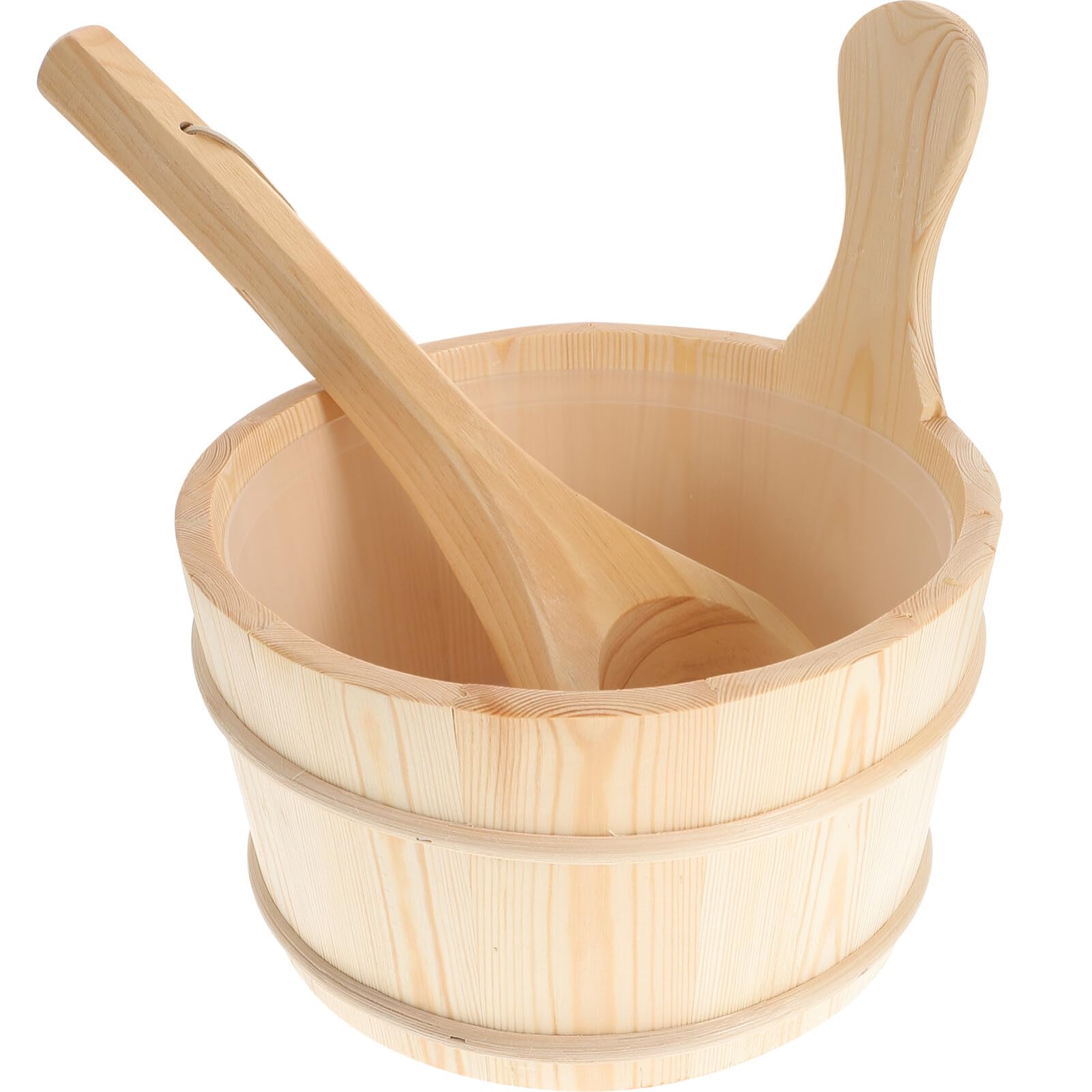 INOOMP 2Pcs Sauna Bucket and Ladle Set Wooden Sauna Bucket Wooden Barrel Spoon Bathing Barrel Set Sauna Accessories for Sauna Steam Room