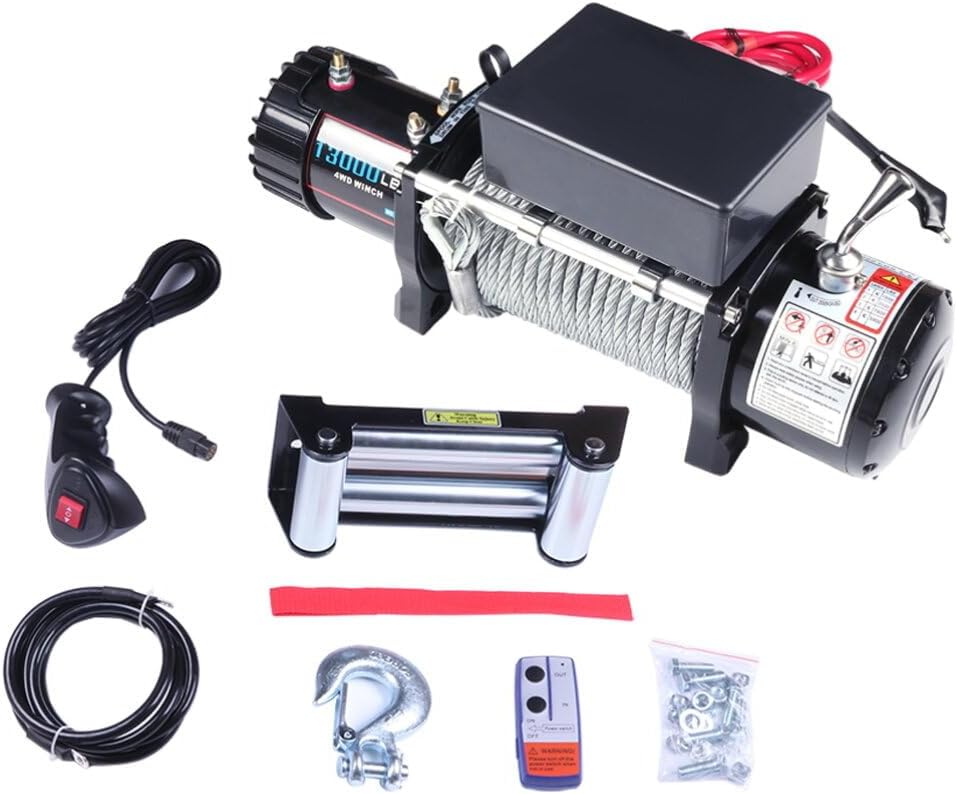 SCITOO 13000LBS Electric Winch 12V Steel Cable Off Road For Jeep Truck Towing Trailer