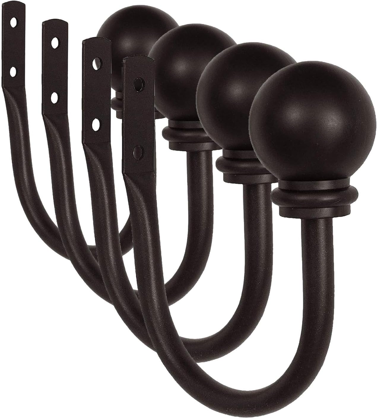 Kenney KN74814 Chelsea Ball End Steel Curtain Holdbacks for Curtains and Drapes, 8-Pack, Weathered Brown