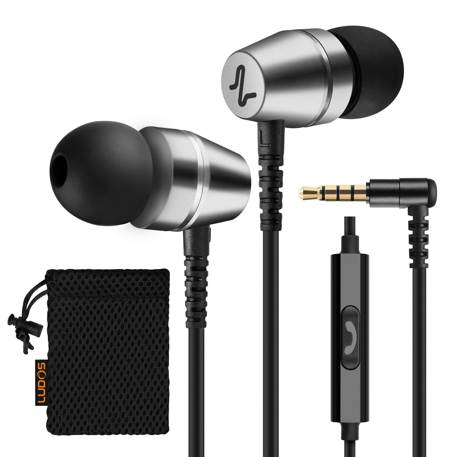LUDOS OMNITONE Kopfhörer In Ear Kopfhörer mit Kabel und Mikrofon, 5 Jahre Garantie, In Ear Ohrhörer, 3,5 mm Klinkenstecker Earbuds, Satte Bässe Earphones, Headphones für iPhone, Huawei, Samsung