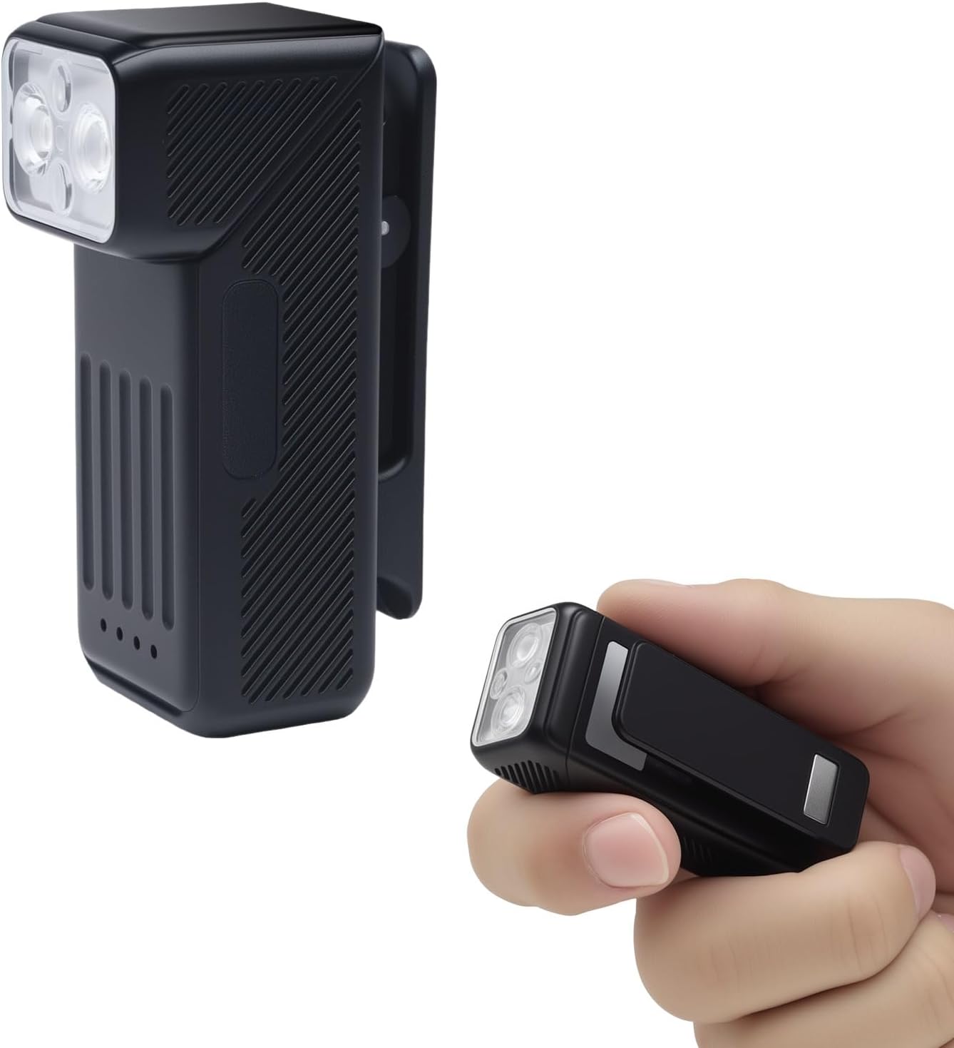 EDC Flashlight Clip-On Light 90° Rotatable Pocket Light, 200 Lumens Mini Flashlight Hands-Free Magnetic Portable Lamp, All White Red Blue Lights in One for Walking Dog Camping Emergency