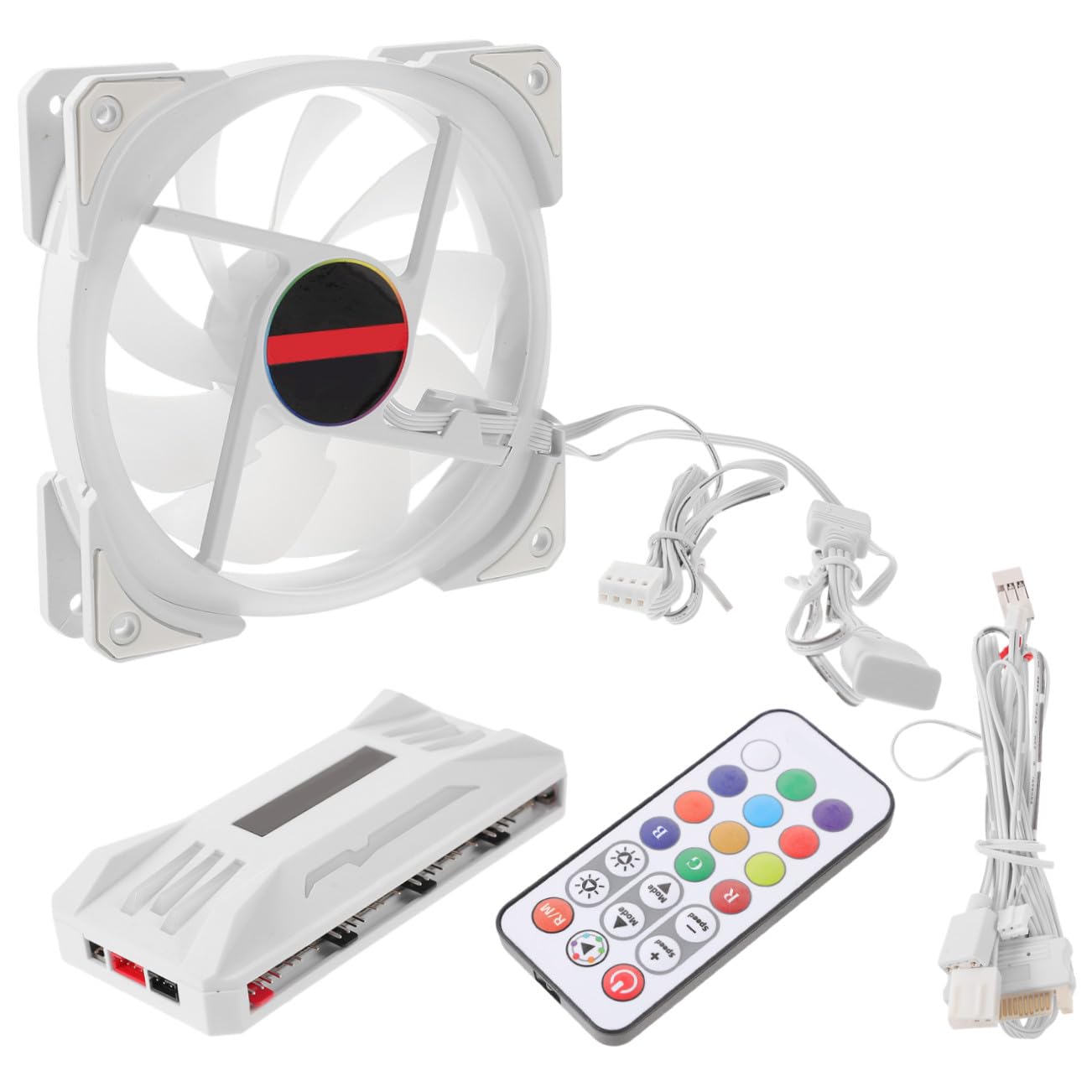 Ventilador de Refrigeración de CPU Silencioso 12cm Abs Blanco | Decoracion Verano, Ventilador de Ordenador Rgb, Luz Doble Cara, Gran Caudal
