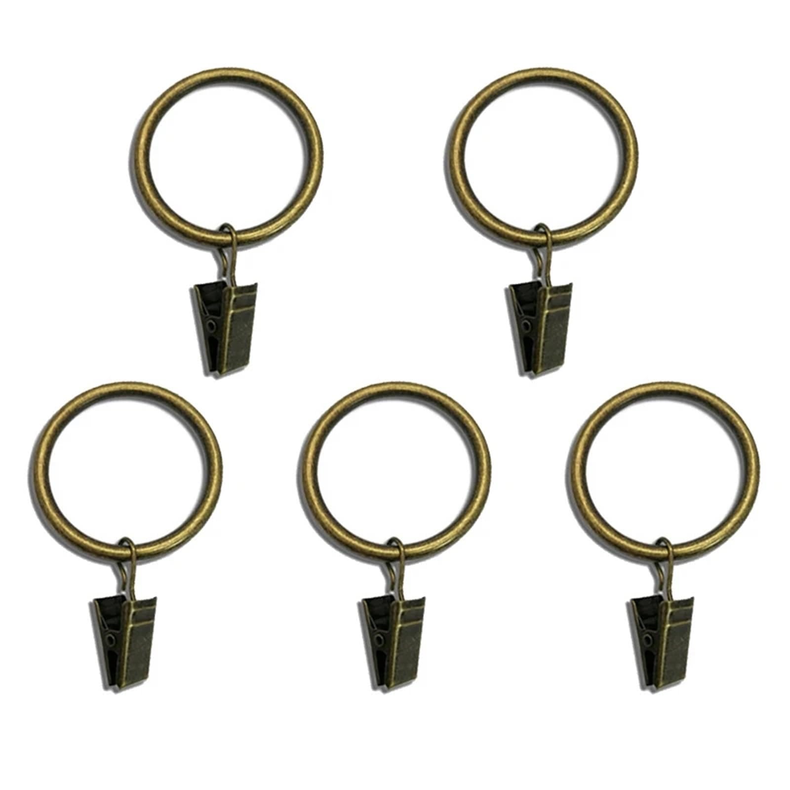 Anneaux de rideaux, Anneaux de rideau avec Clips, 50 pièces, Clip à boucle multicolore, accessoires modernes(Green Bronze,2.5cm D)