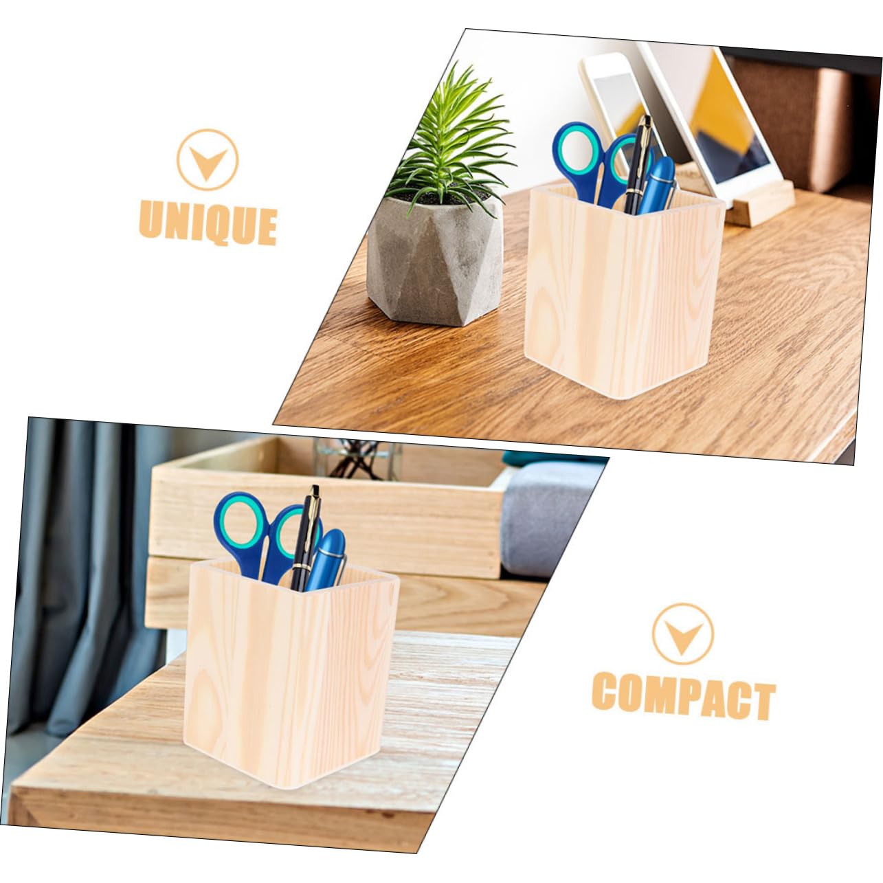 MAGICLULU Lot de 5 Pots à Pinceaux de Maquillage de Capacité Porte-stylos Pot à Crayons Organiseur en Bois pour Bureau