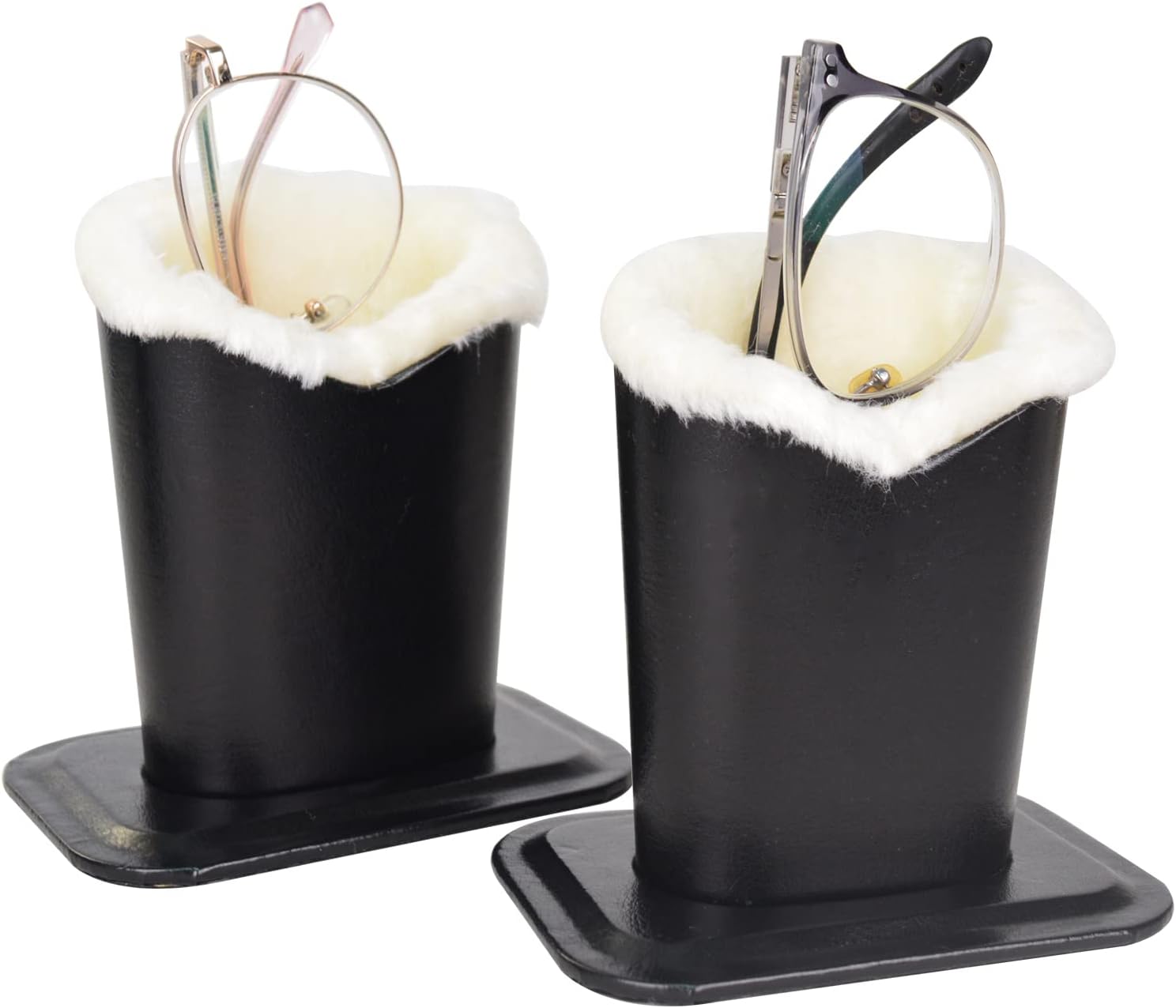 Baitaihem Pack of 2 Plush Lined Eyeglasses Holder Stand Protective Glasses Case For Desks Or Nightstands