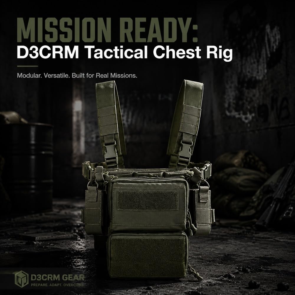 Conjunto De Plataforma Pecho Con Arnés Táctico D3CRM, Sistema Bolsa Modular Gran Capacidad For Actividades Equipo, Airsoft