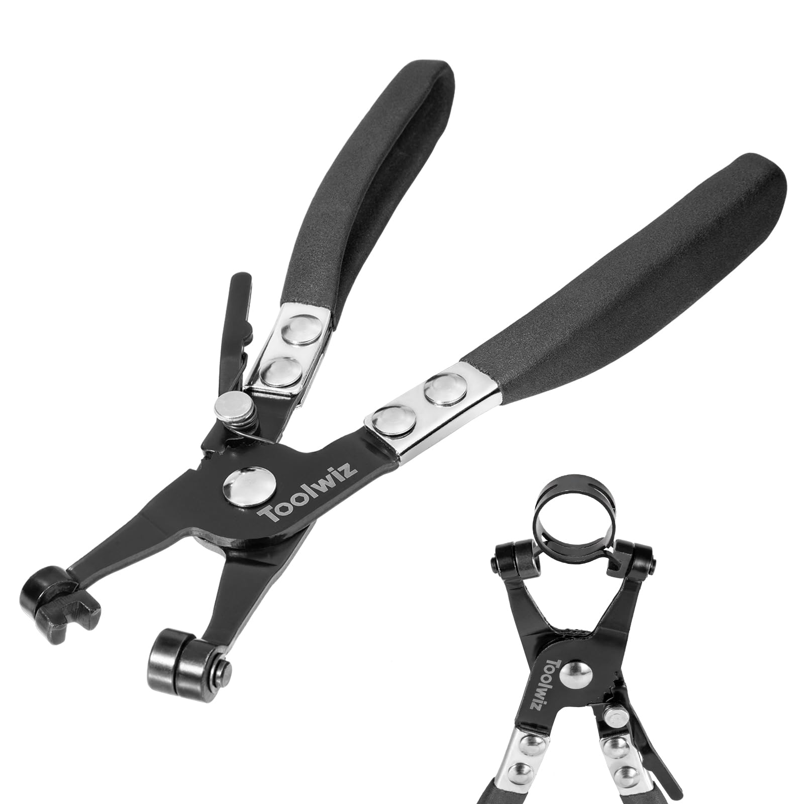 hose clamp pliers heavy duty hose clamp tool with locking device and non-slip handle removal and installation tool for ring-type and flat-band hose clamps black