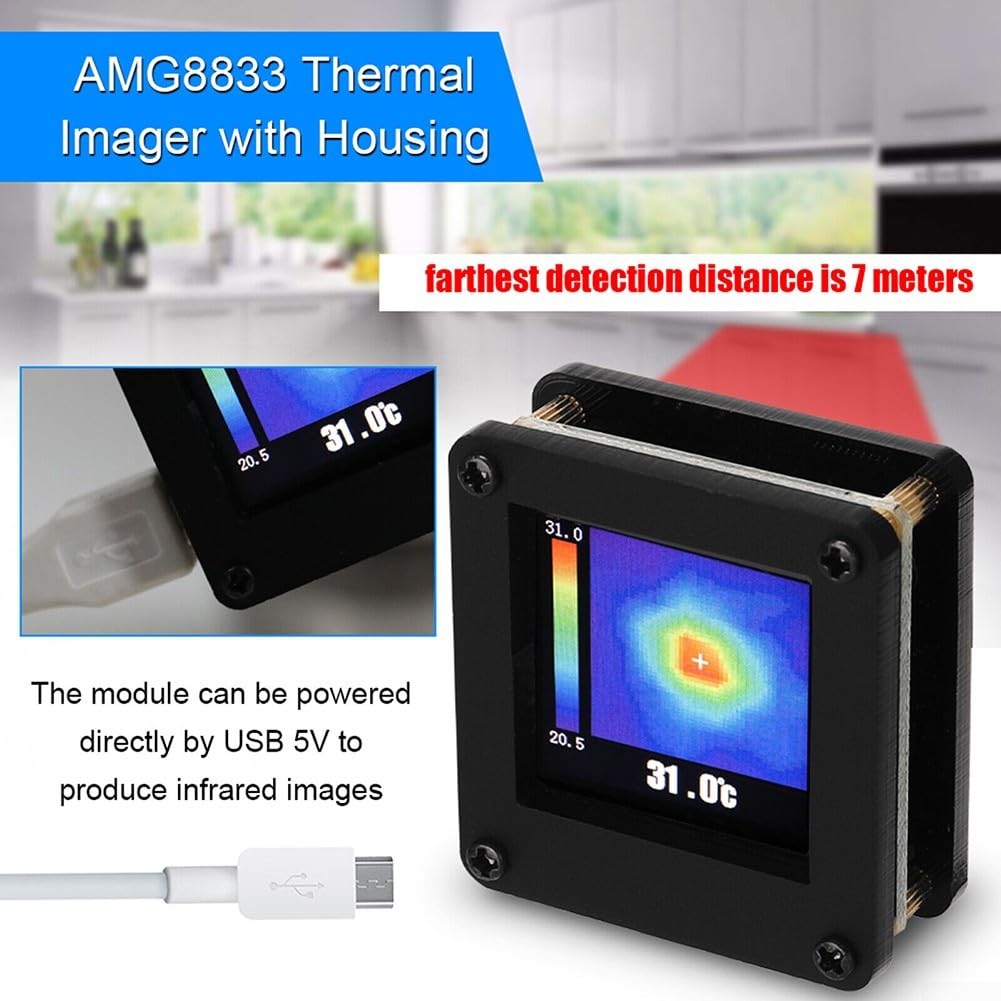 Cámara termográfica, cámara de imagen térmica infrarroja portátil de mano, distancia máxima de detección de 7 metros, sensor térmico infrarrojo alimentado por USB, Portátil Camara Termica Mini