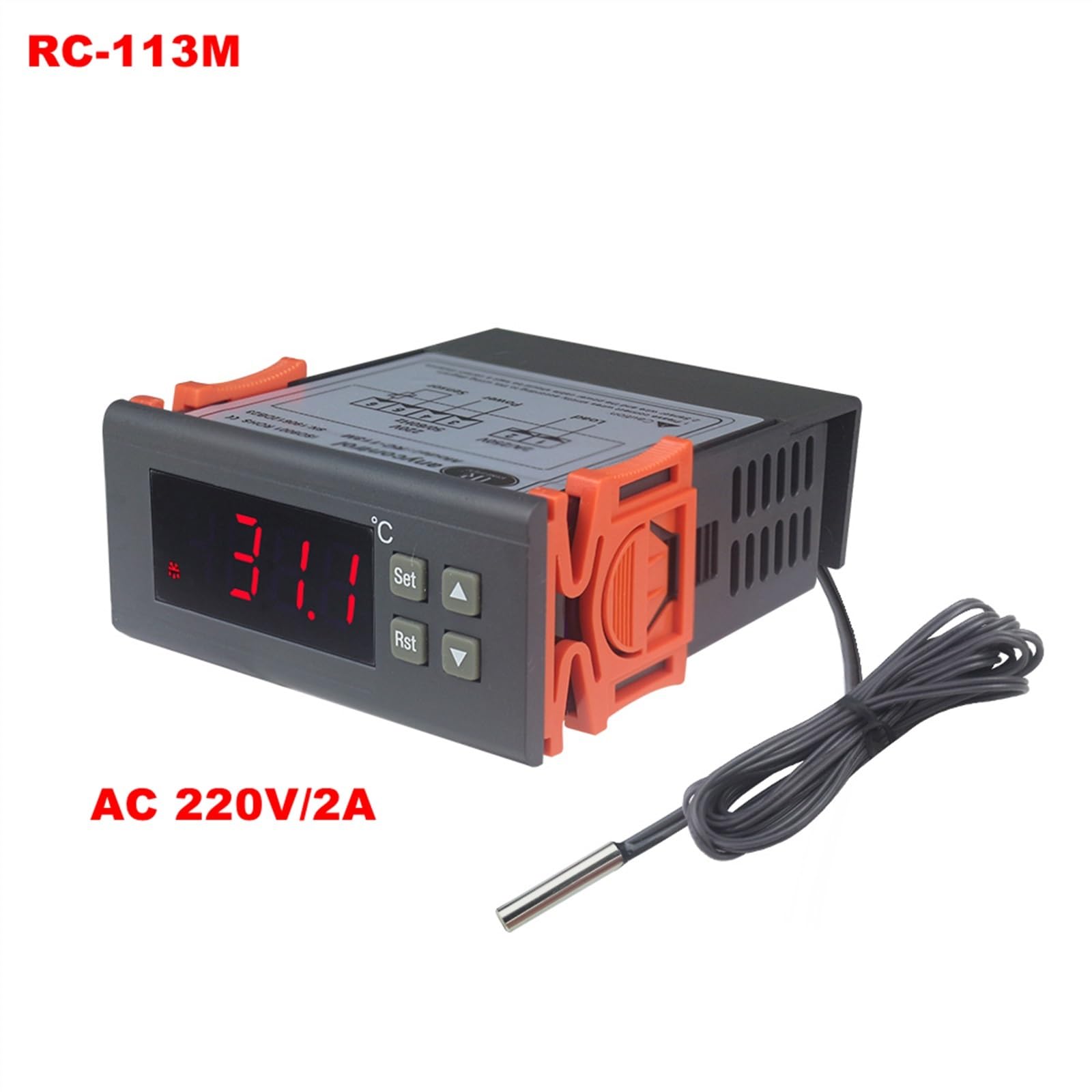 Regulator temperatury termostatu RC-113M 220 V 2 A z czujnikiem do grzejników inkubatorowych