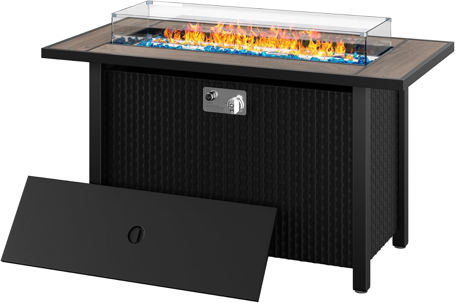 Shintenchi 45 Inch Propane Fire Pit Table with Glass Window