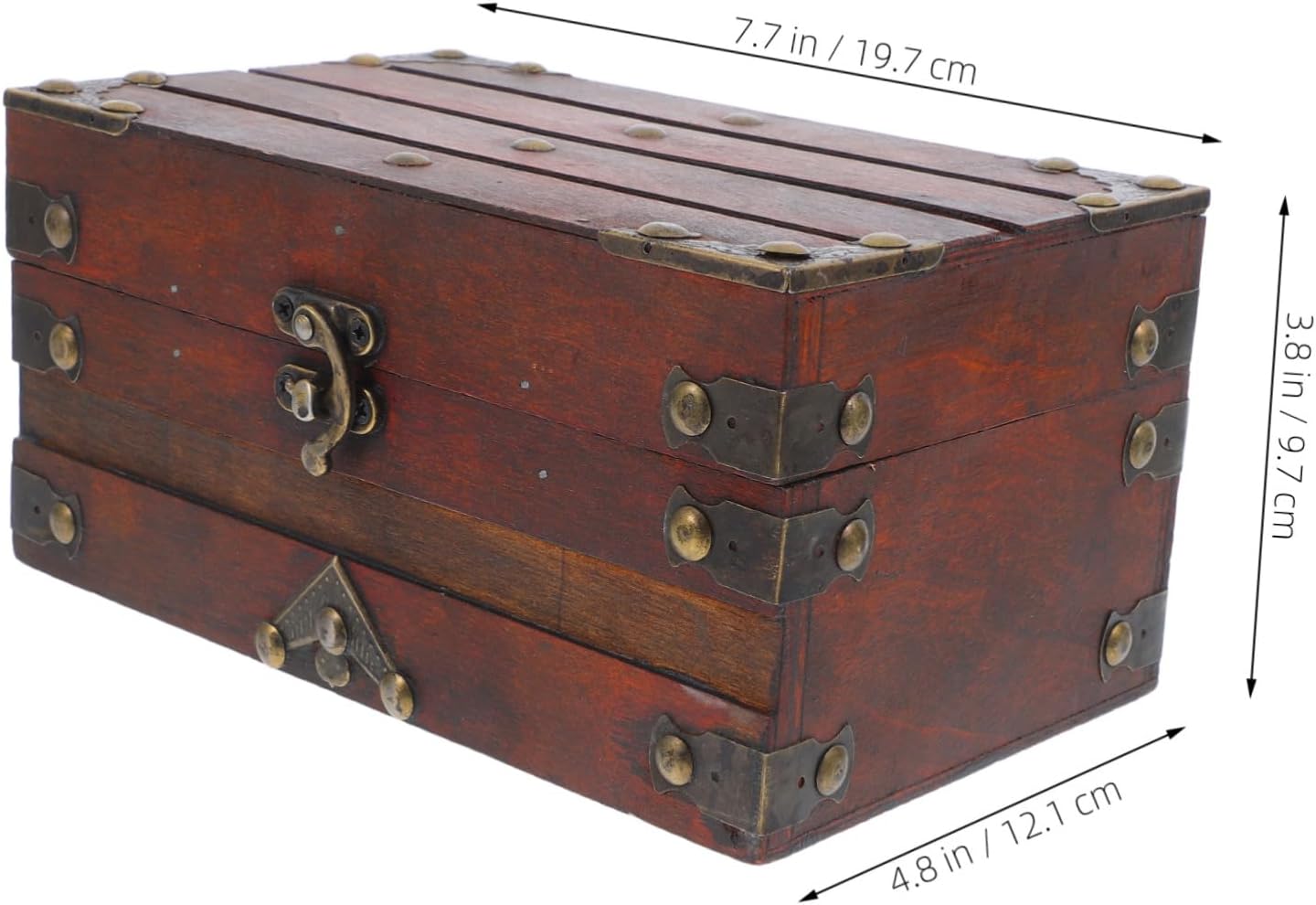 PRETYZOOM Vintage Wooden Keepsake Box with Lock, Retro Jewelry Chest