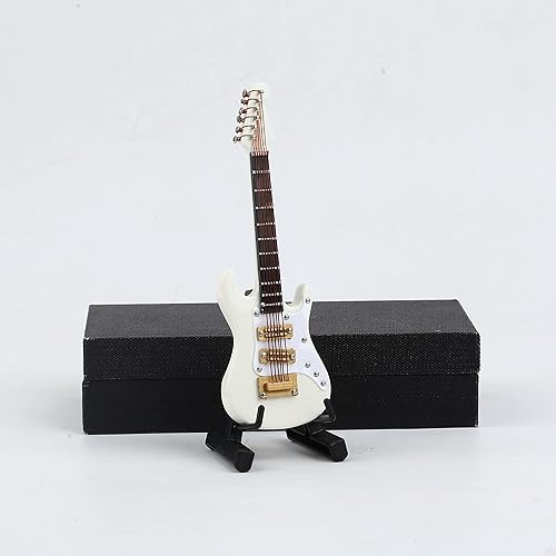 Vista 44 de Guitarra eléctrica en miniatura de madera con soporte y estuche, mini instrumento musical, réplica de guitarra eléctrica, figuras coleccionables