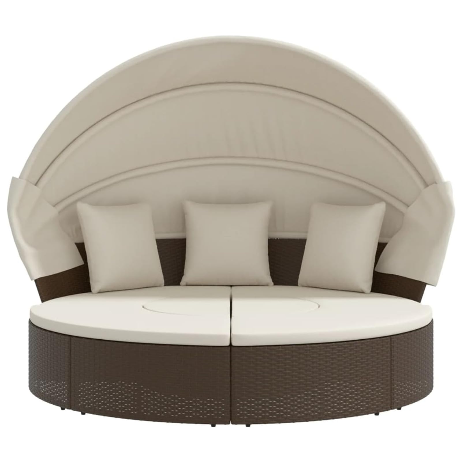 Homgoday Lit de Repos d'extérieur avec Auvent et Coussins Résine Tressée, Bain de Soleil de Jardin, Lit de Camping pour Plage, Extérieur, Balcon, Terrasse A